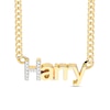 Thumbnail Image 1 of 14K Gold Plated CZ Block Name Curb Chain Necklace - 18"