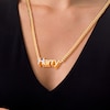 Thumbnail Image 2 of 14K Gold Plated CZ Block Name Curb Chain Necklace - 18"