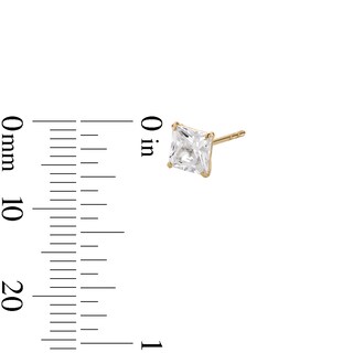 10K Gold CZ Square Studs and Pendant Set