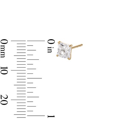 10K Gold CZ Square Studs and Pendant Set