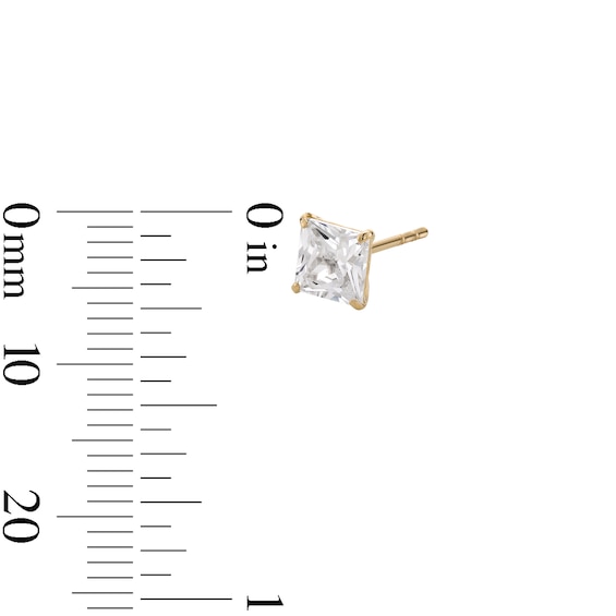10K Gold CZ Square Studs and Pendant Set
