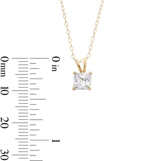 10K Gold CZ Square Studs and Pendant Set