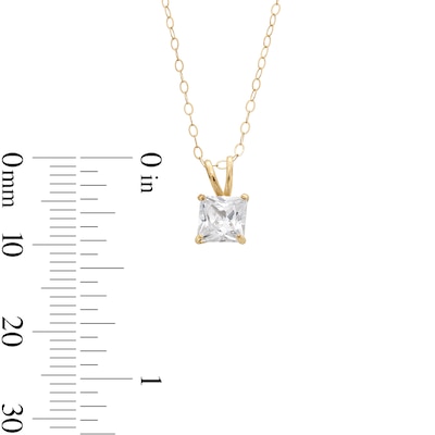 10K Gold CZ Square Studs and Pendant Set