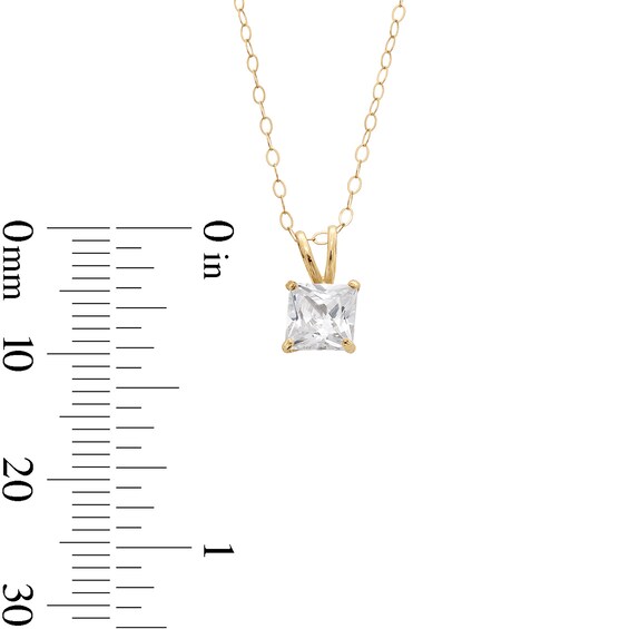 10K Gold CZ Square Studs and Pendant Set