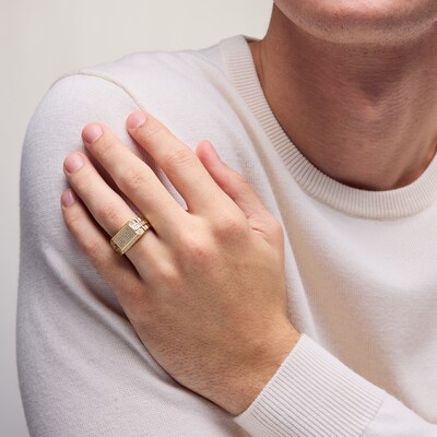 14K Gold Plated CZ Baguette and Round Oblong Ring
