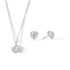 Thumbnail Image 1 of Sterling Silver CZ Heart Halo Studs and Pendant Set