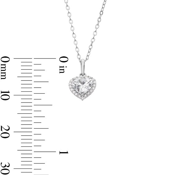 Sterling Silver CZ Heart Halo Studs and Pendant Set