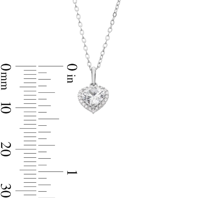 Main Image 3 of Sterling Silver CZ Heart Halo Studs and Pendant Set
