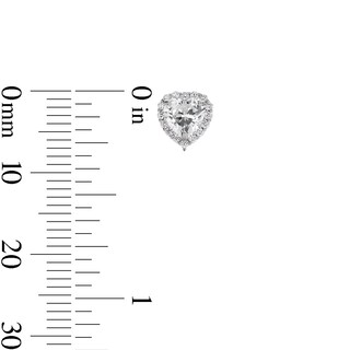 Sterling Silver CZ Heart Halo Studs and Pendant Set