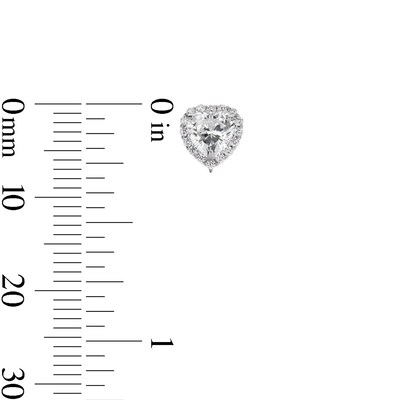 Sterling Silver CZ Heart Halo Studs and Pendant Set