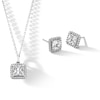 Thumbnail Image 1 of Sterling Silver CZ Square Halo Studs and Pendant Set