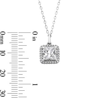 Sterling Silver CZ Square Halo Studs and Pendant Set