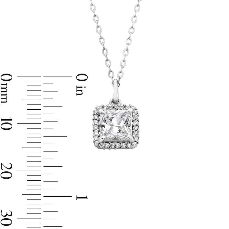 Main Image 2 of Sterling Silver CZ Square Halo Studs and Pendant Set