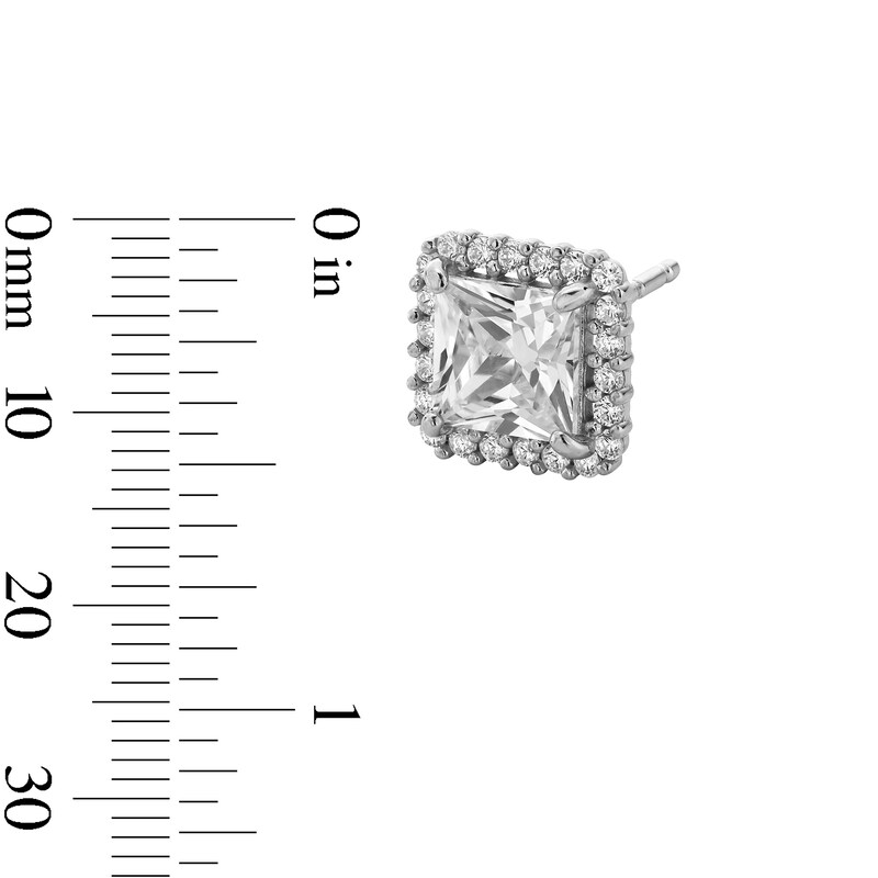 Main Image 3 of Sterling Silver CZ Square Halo Studs and Pendant Set