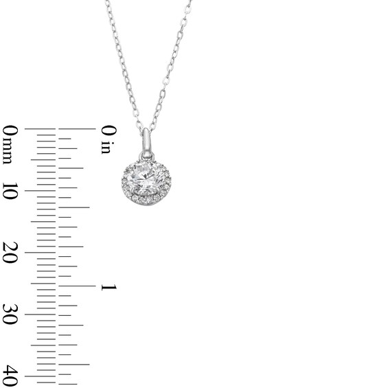 Sterling Silver CZ Round Halo Studs and Pendant Set