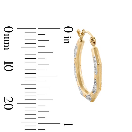 10K Hollow Gold Two-Tone Hoops