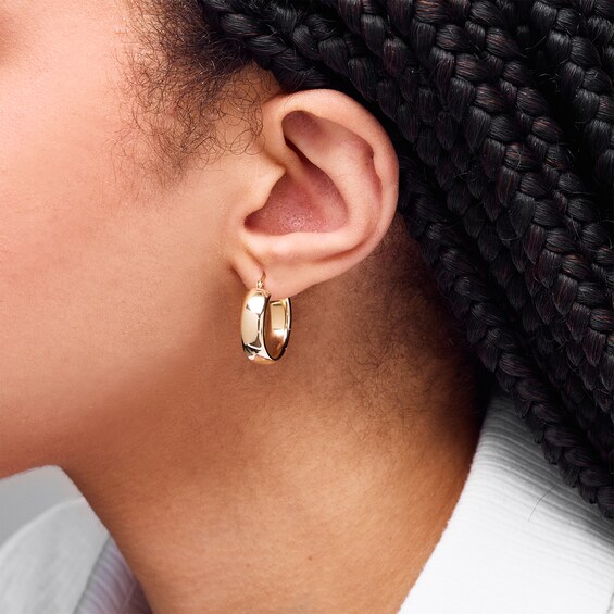 10K Hollow Gold Wide Hoops
