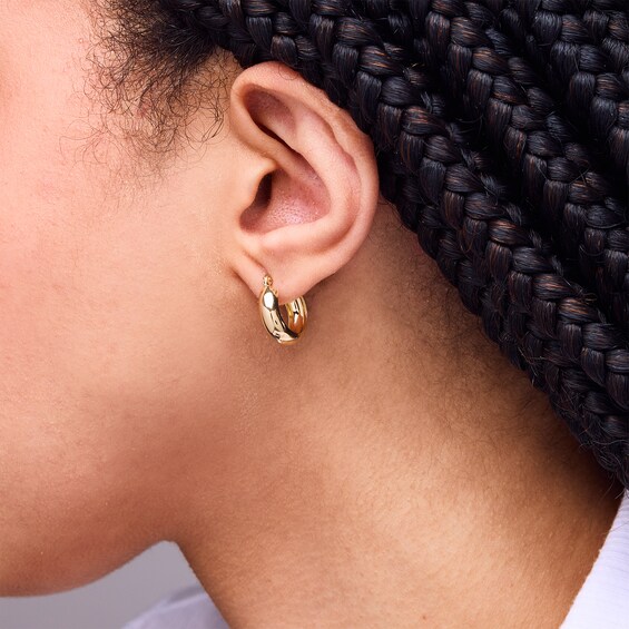 10K Hollow Gold Thick Hoops