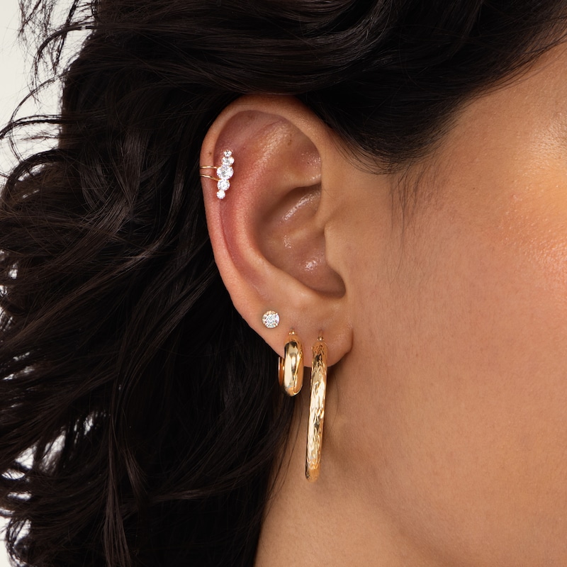 Main Image 3 of 10K Hollow Gold Thick Hoops