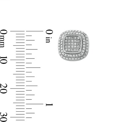 Sterling Silver 1/20 CT. T.W. Diamond Cushion Studs and Pendant Set