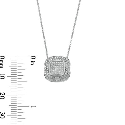 Sterling Silver 1/20 CT. T.W. Diamond Cushion Studs and Pendant Set