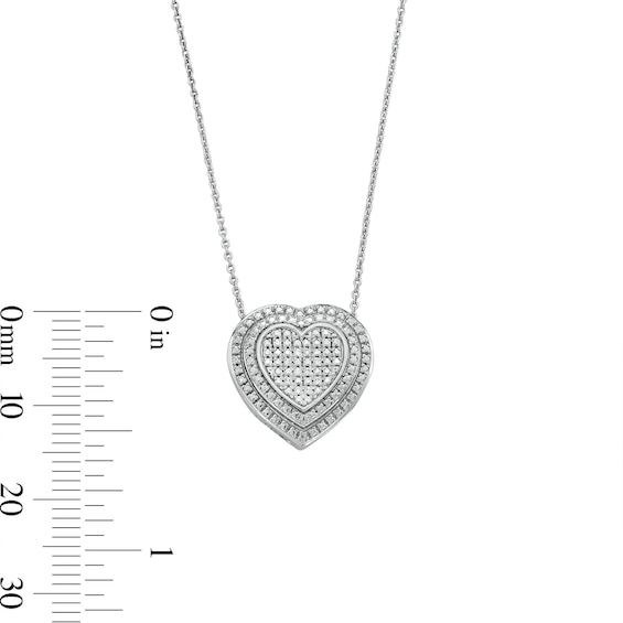 Sterling Silver 1/20 CT. T.W. Diamond Heart Studs and Pendant Set
