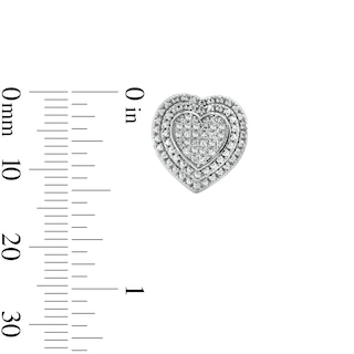 Sterling Silver 1/20 CT. T.W. Diamond Heart Studs and Pendant Set