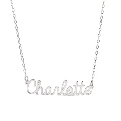 Sterling Silver Handwriting Name Rolo Necklace - 16"