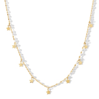 10K Solid Gold Star Dangle Chain Made in Italy - 18"