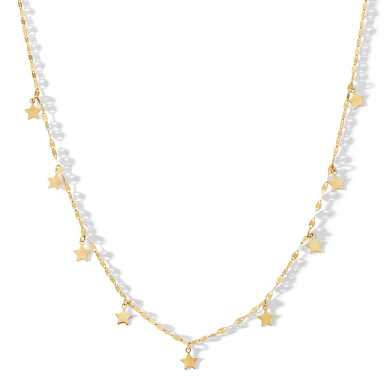 10K Solid Gold Star Dangle Chain Made in Italy - 18"