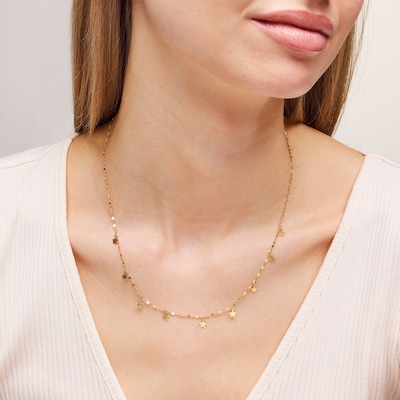 10K Solid Gold Star Dangle Chain Made in Italy - 18"
