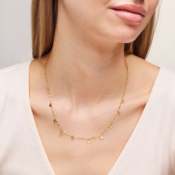 10K Solid Gold Star Dangle Chain Made in Italy - 18"