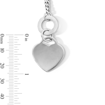 Sterling Silver Heart Charm Cuban Chain Bracelet Made in Italy - 7.5"