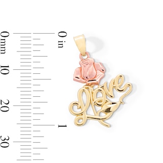 10K Gold Rose Love Two-Tone Necklace Charm