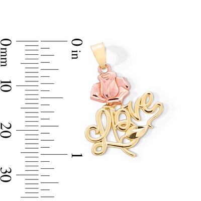 10K Gold Rose Love Two-Tone Necklace Charm