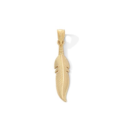 10K Gold Feather Necklace Charm