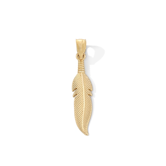 10K Gold Feather Necklace Charm