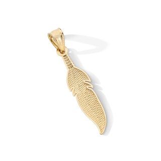 10K Gold Feather Necklace Charm