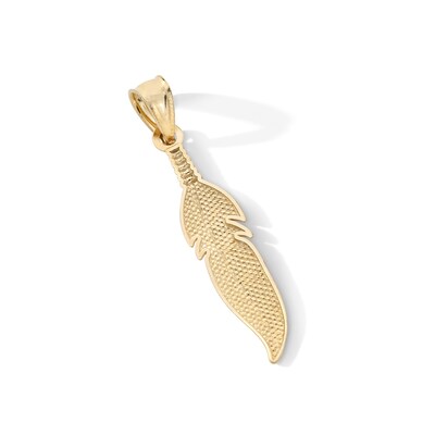 10K Gold Feather Necklace Charm