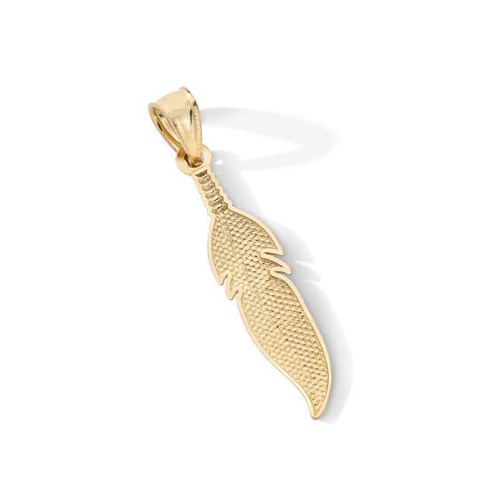 10K Gold Feather Necklace Charm