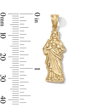 10K Gold Sacred Heart Jesus Necklace Charm