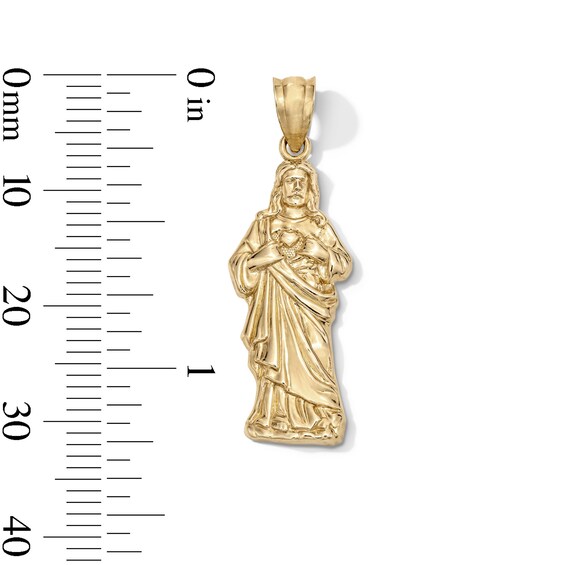 10K Gold Sacred Heart Jesus Necklace Charm