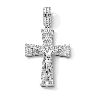 Sterling Silver CZ Crucifix Necklace Charm