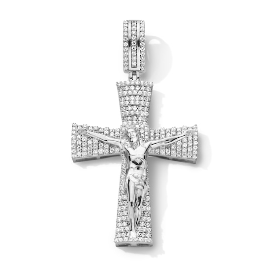 Sterling Silver CZ Crucifix Necklace Charm