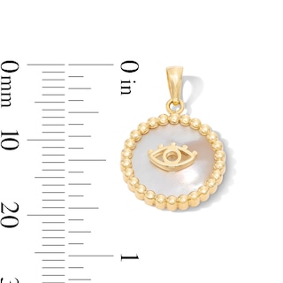 10K Gold Mother-of-Pearl Evil Eye Medallion Necklace Charm
