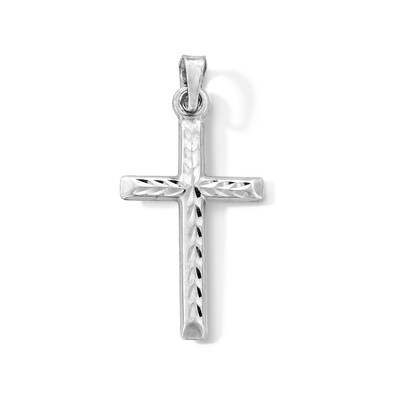 Sterling Silver Hollow Diamond-Cut Cross Charm