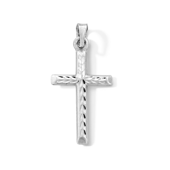 Sterling Silver Hollow Diamond-Cut Cross Charm