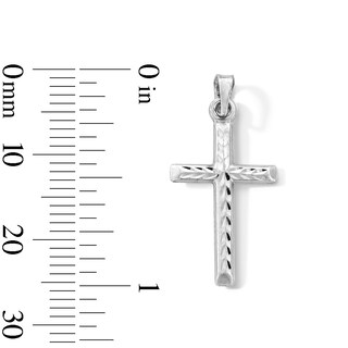 Sterling Silver Hollow Diamond-Cut Cross Charm