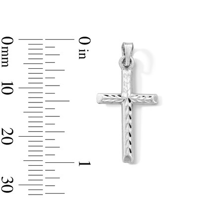 Sterling Silver Hollow Diamond-Cut Cross Charm