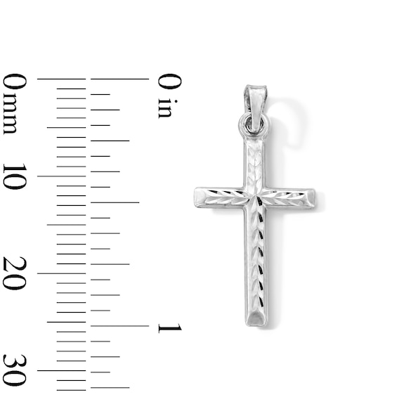 Sterling Silver Hollow Diamond-Cut Cross Charm
